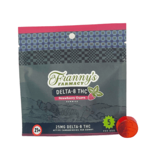 Strawberry Guava D8 5pk front of package with gummy on side