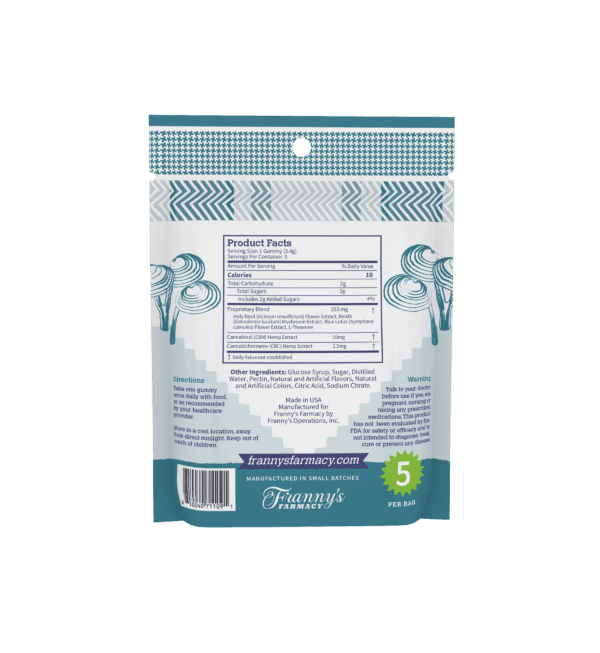 Franny's Farmacy Chill Out Mushrooms 5 pack Back